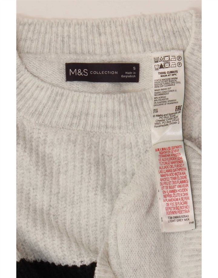 Женский джемпер с круглым вырезом Marks & Spencer, Великобритания, 10, маленький серый в полоску