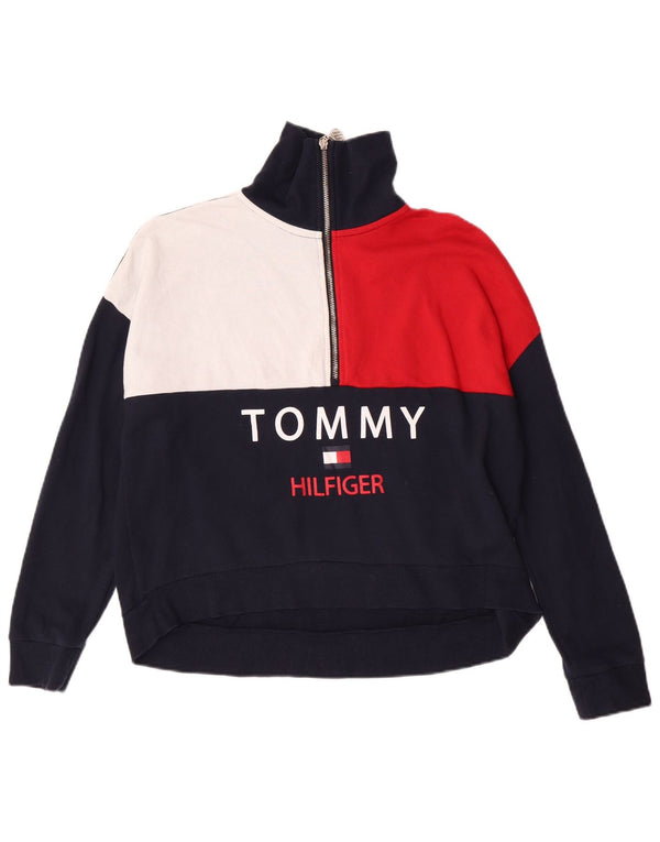 Женский свитер с рисунком Tommy Hilfiger UK 6 XS, темно-синий, хлопок