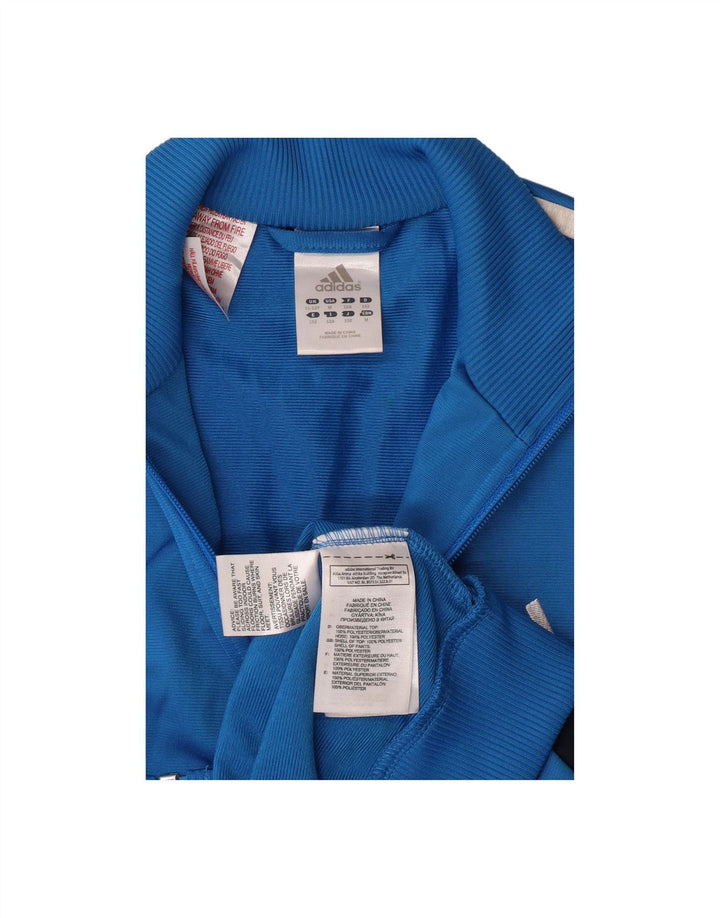 ADIDAS Boys Tracksuit Top Jacket 11-12 Years Blue Colourblock Polyester