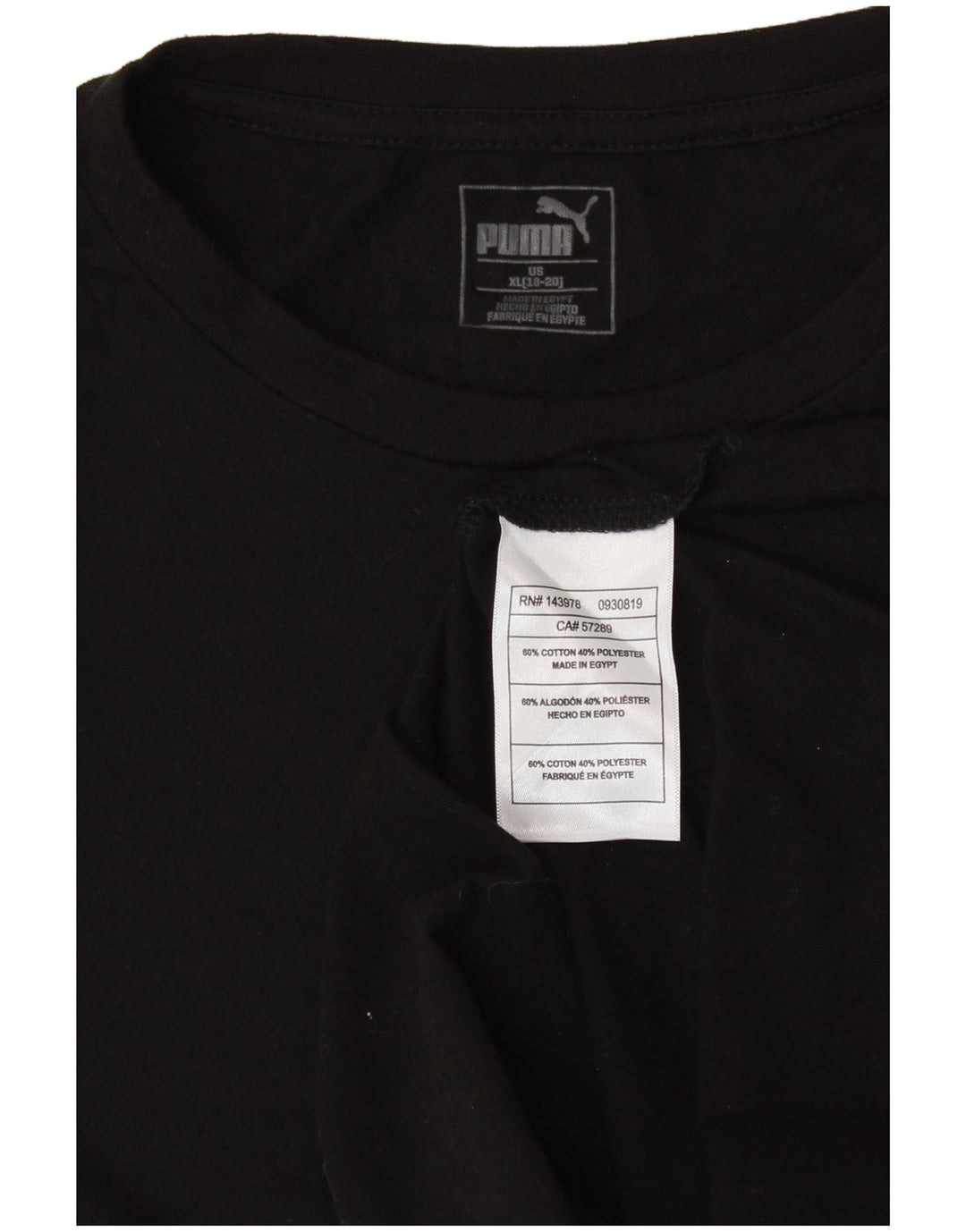 Топ с рисунком PUMA для девочек, длинный рукав, 15–16 лет, размер XL, черный хлопок