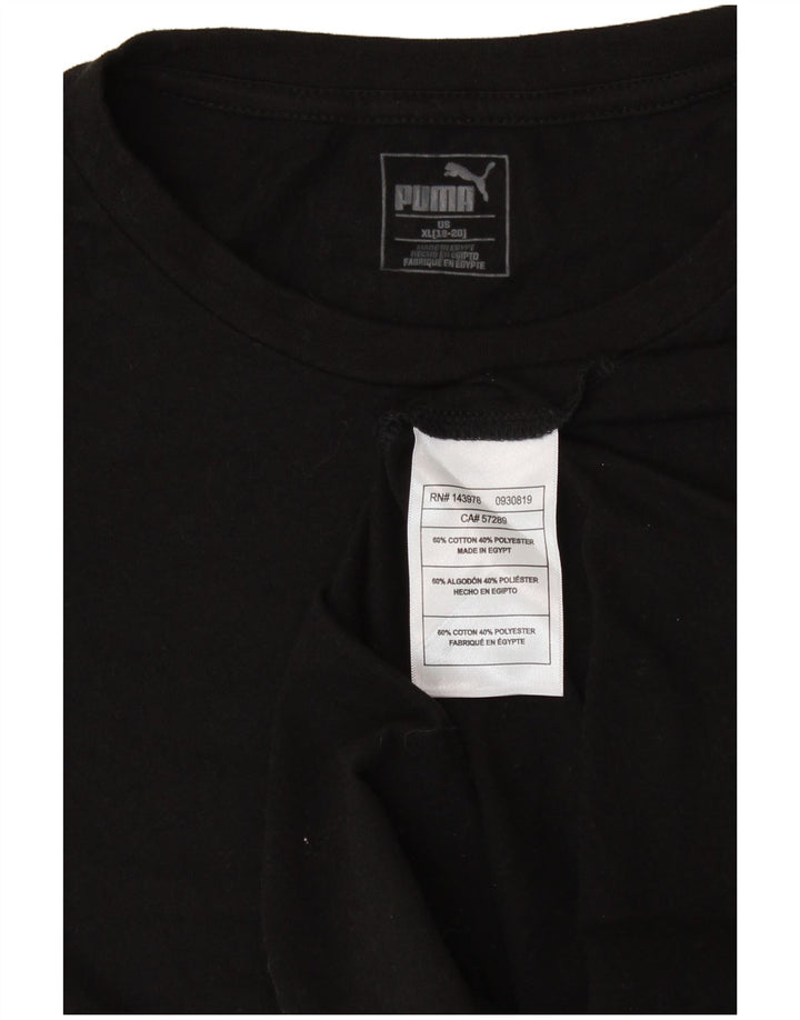 Топ с рисунком PUMA для девочек, длинный рукав, 15–16 лет, размер XL, черный хлопок