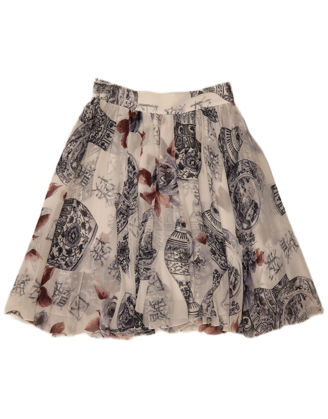 Sportmax Женская мини-расклешенная юбка с абстрактным узором UK 14 Medium W28 Белая