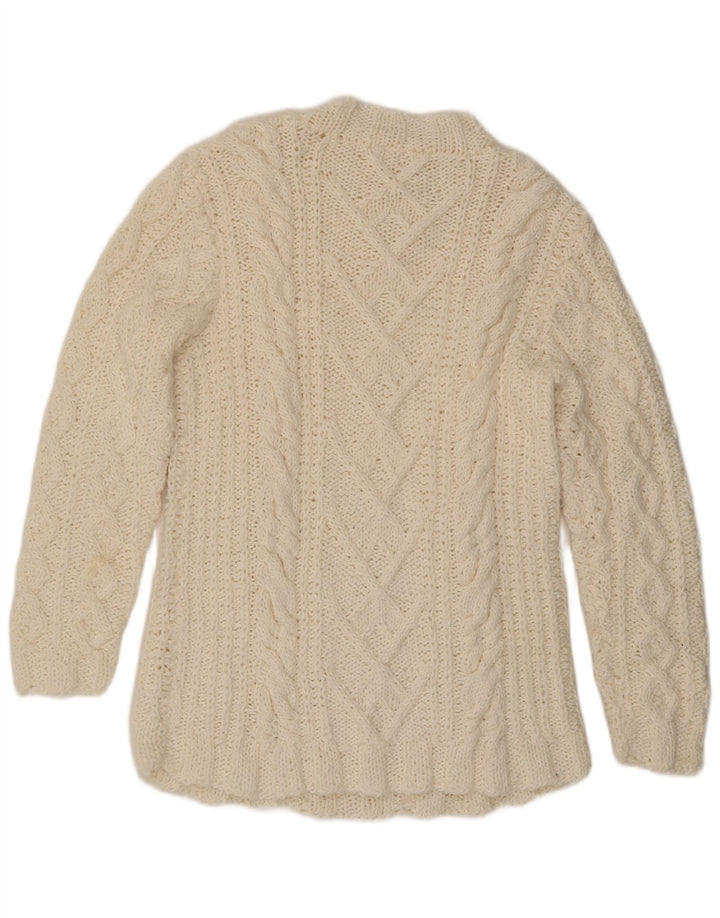 ВИНТАЖНЫЙ женский джемпер с высоким воротником, Великобритания, 16, большой, белый цвет