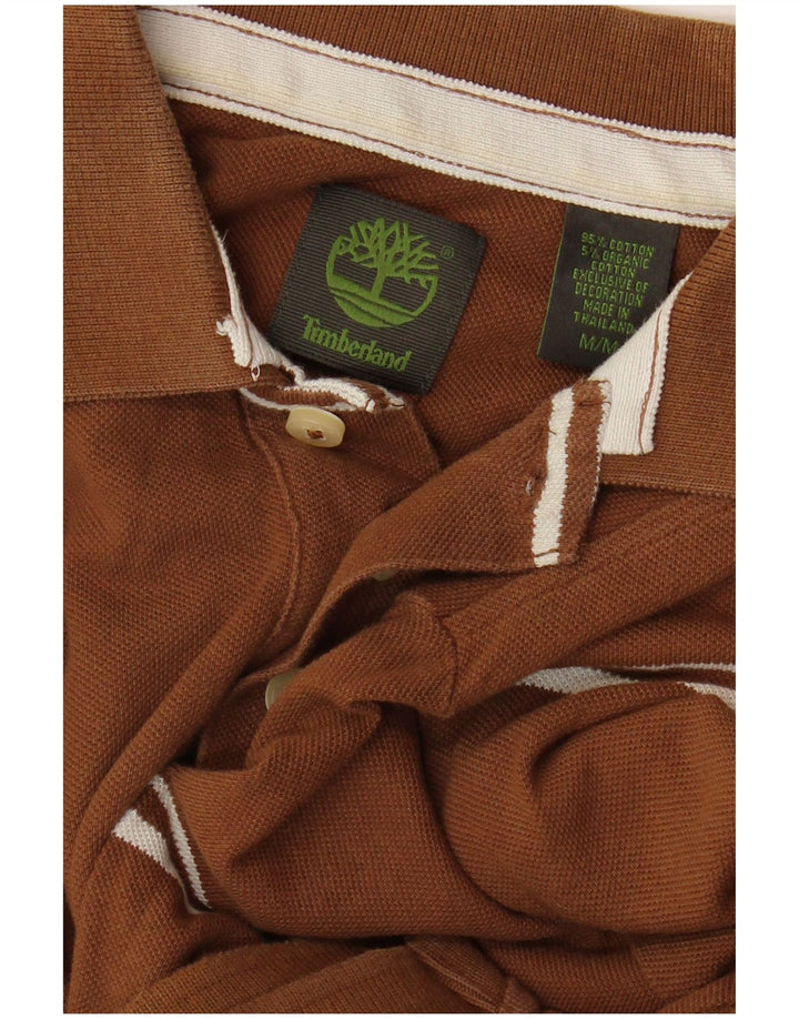 TIMBERLAND Мужская рубашка-поло из хлопка среднего коричневого цвета в полоску