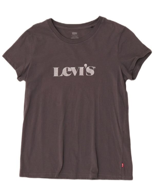 Женская футболка с рисунком Levi's Top UK 12, хлопковый средний серый цвет