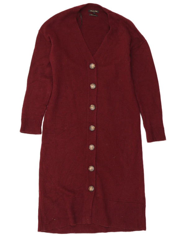 Женский удлиненный кардиган Massimo Dutti UK 10, маленький бордовый шерстяной свитер