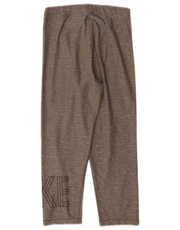 Женские леггинсы-капри с рисунком Nike Dri Fit UK 10, маленькие серые в крапинку