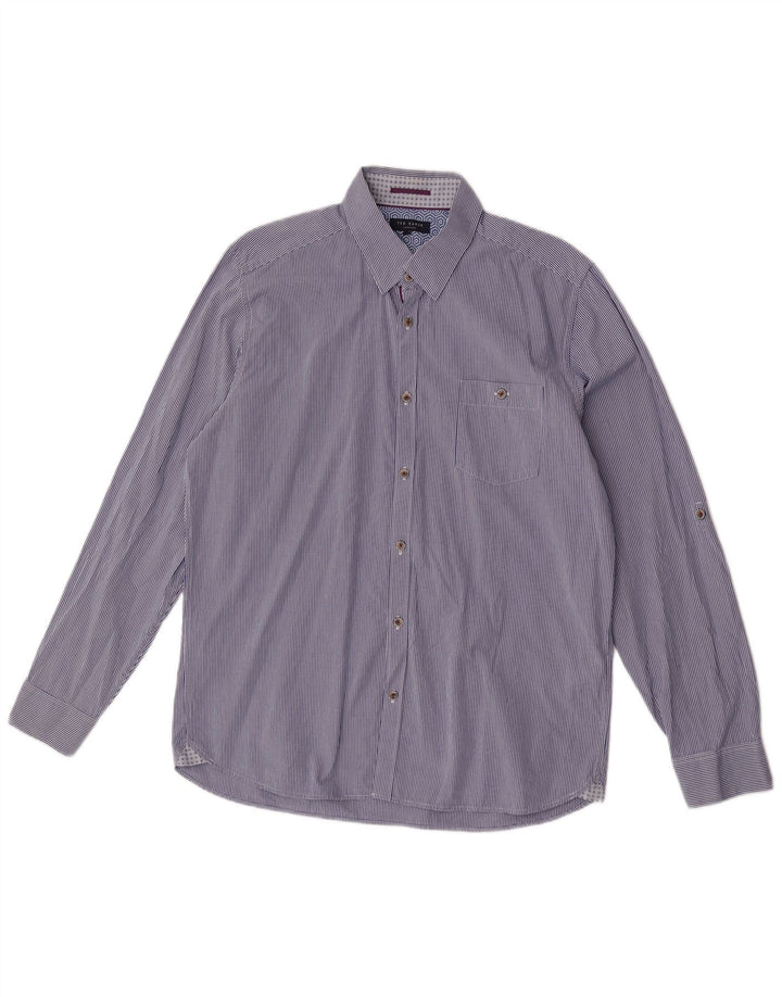 Мужская рубашка Ted Baker, размер 5 XL, темно-синяя, хлопок в мелкую клетку