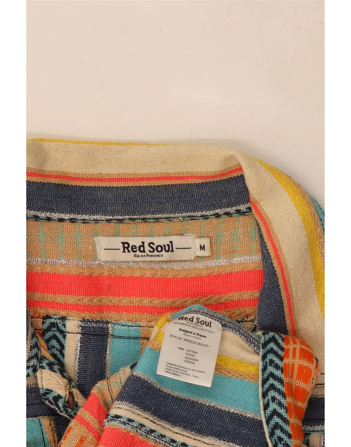 ВИНТАЖНАЯ женская куртка UK 12, средний размер, хлопок в разноцветную полоску