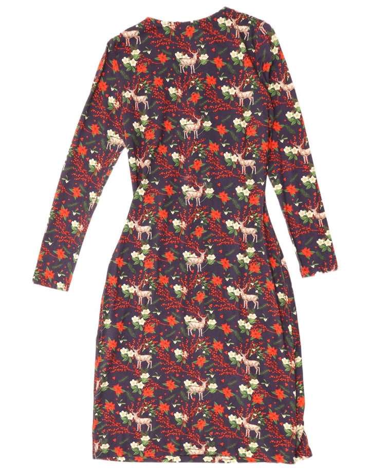 Женское платье-футляр Joe Browns UK 8, маленькое темно-синее с цветочным принтом из вискозы