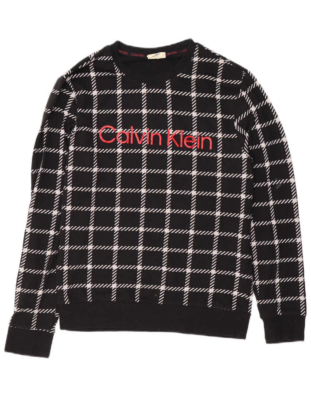 Мужской свитшот с рисунком CALVIN KLEIN, маленький черный хлопковый джемпер в клетку