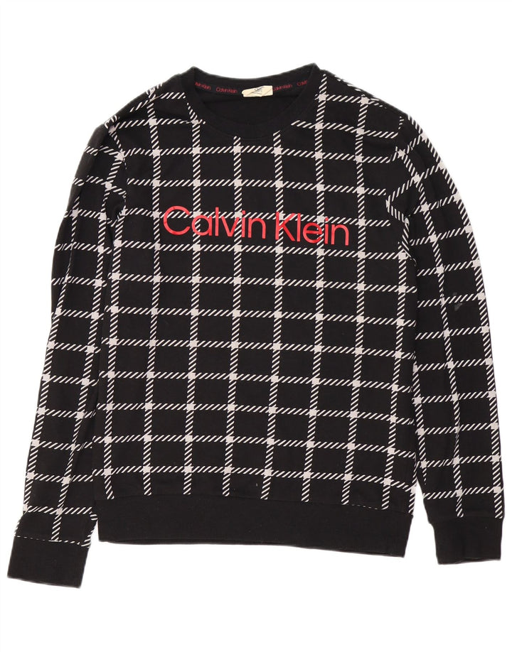 Мужской свитшот с рисунком CALVIN KLEIN, маленький черный хлопковый джемпер в клетку