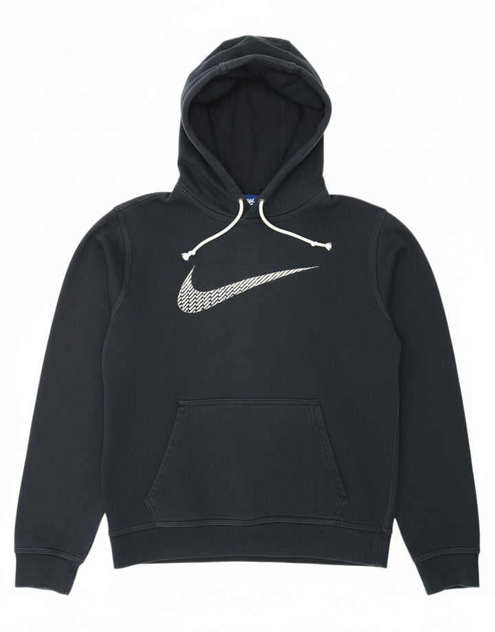 NIKE Mens Graphic Hoodie Jumper Small Black Cotton