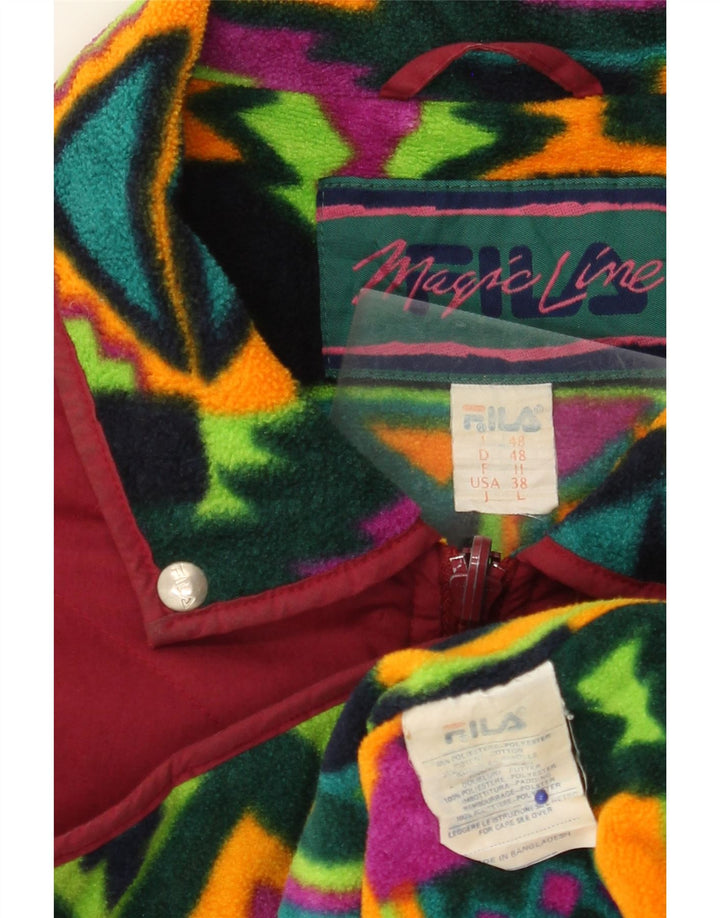 FILA Мужская стеганая куртка IT 48 Средний бордовый с геометрическим рисунком Полиэстер