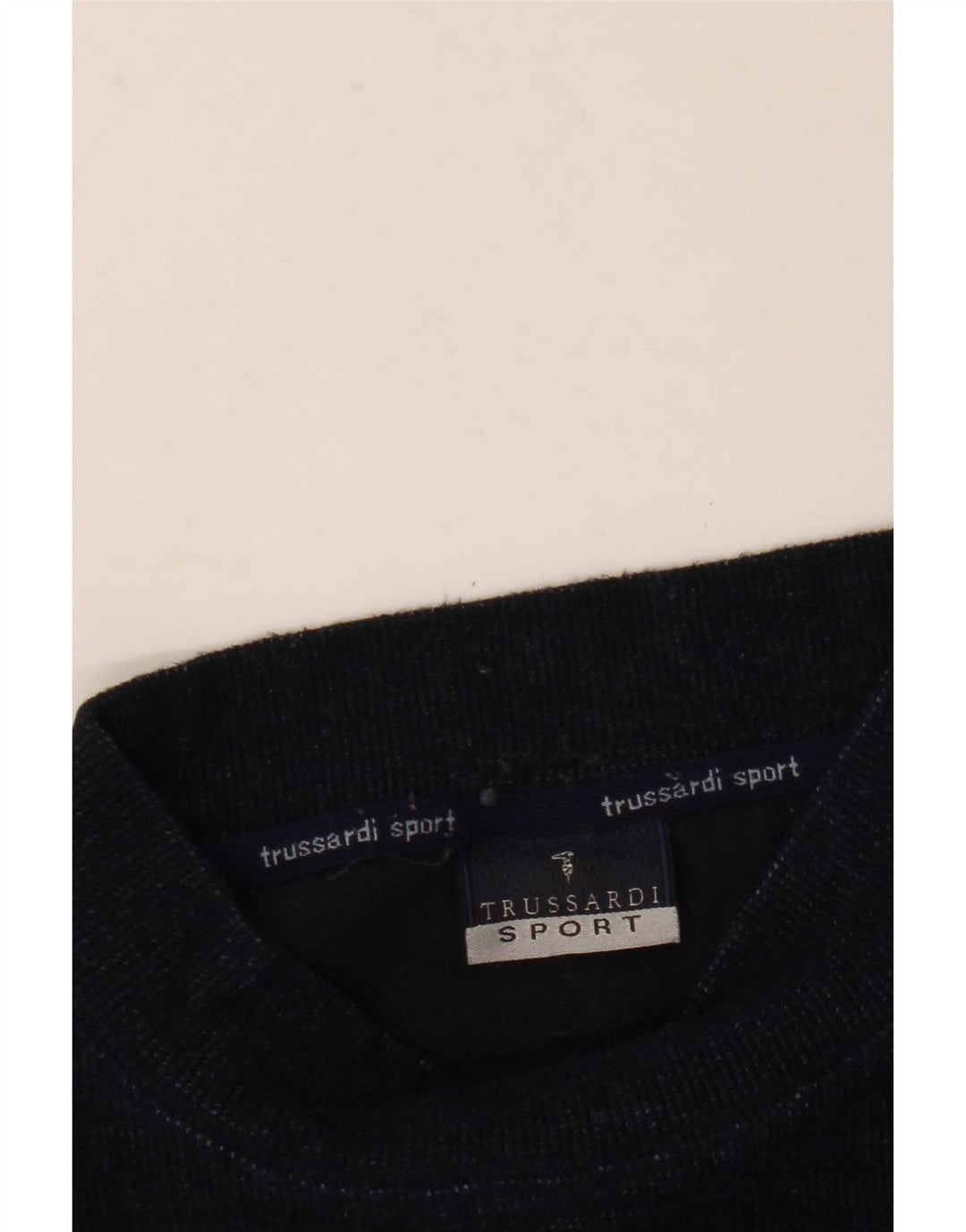Мужской джемпер TRUSSARDI с высоким воротником и рисунком, большой темно-синий шерстяной свитер