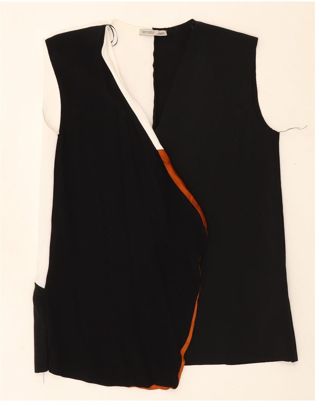 ZARA Womens Sleeveless Bolero Top UK 12 Medium Black Colourblock Polyester Vintage Zara and Second-Hand Zara from Messina Hembry 
