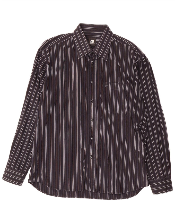 Мужская рубашка Roccobarocco, размер 43, 17 XL, хлопковая серая полоска