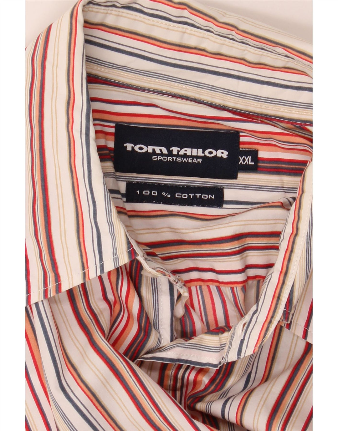 TOM TAILOR Мужская рубашка с коротким рукавом 2XL, хлопок в разноцветную полоску