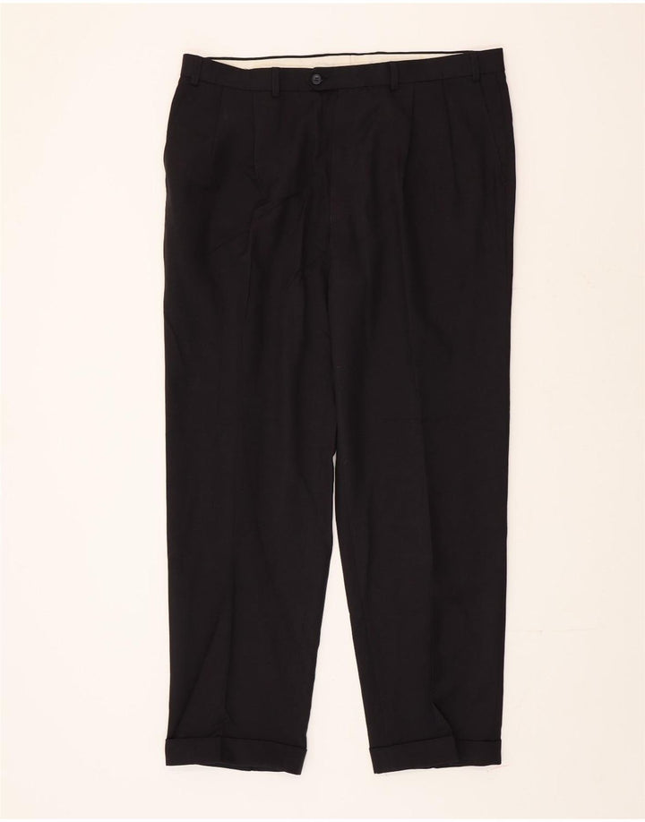 Мужские костюмные брюки Marks & Spencer W40 L33 темно-синие из полиэстера