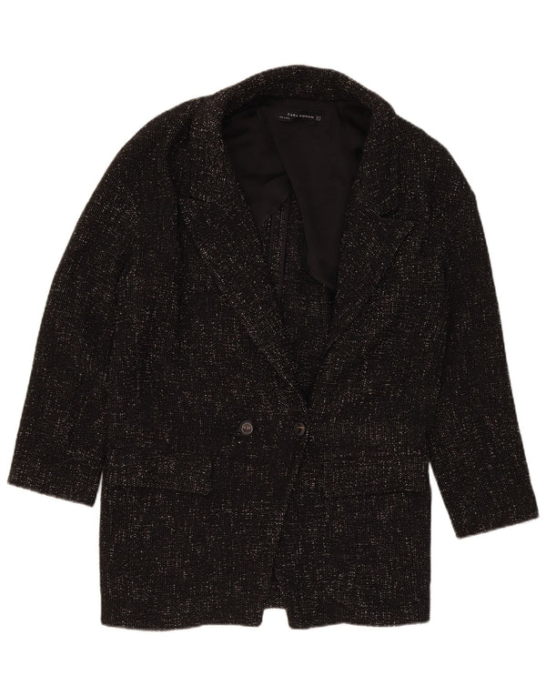 Женское двубортное пальто оверсайз Zara UK 6 XS, черный полиэстер