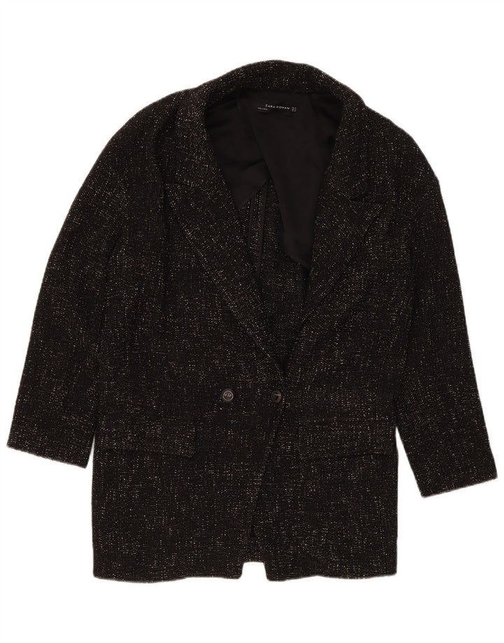 Женское двубортное пальто оверсайз Zara UK 6 XS, черный полиэстер