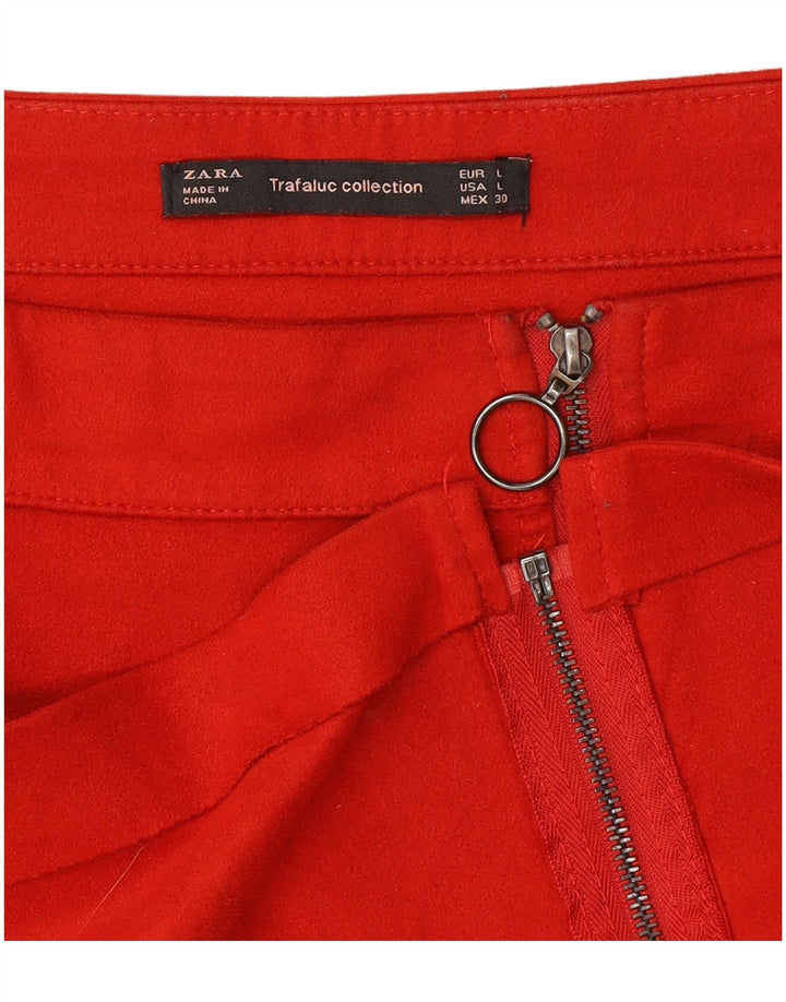 Женская мини-юбка Zara Trafaluc, большая, W32, красный полиэстер