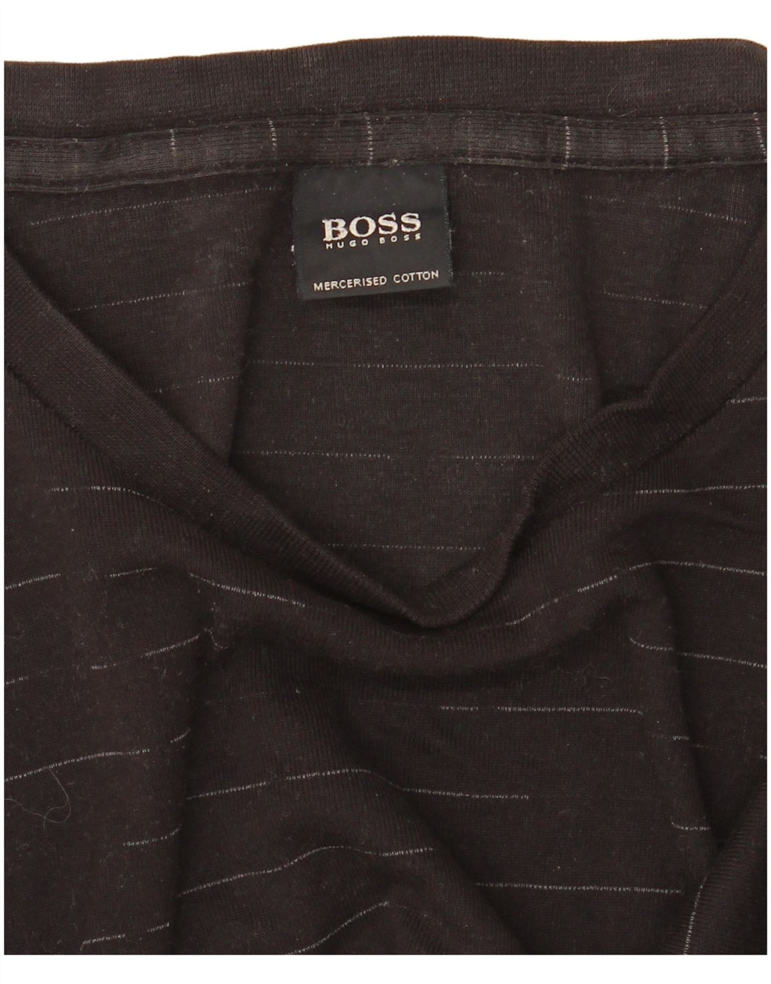 Мужской топ с длинным рукавом HUGO BOSS, большой черный хлопок в тонкую полоску
