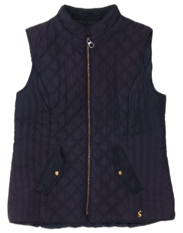 JOULES Womens Quilted Gilet UK 14 Large Navy Blue Polyester