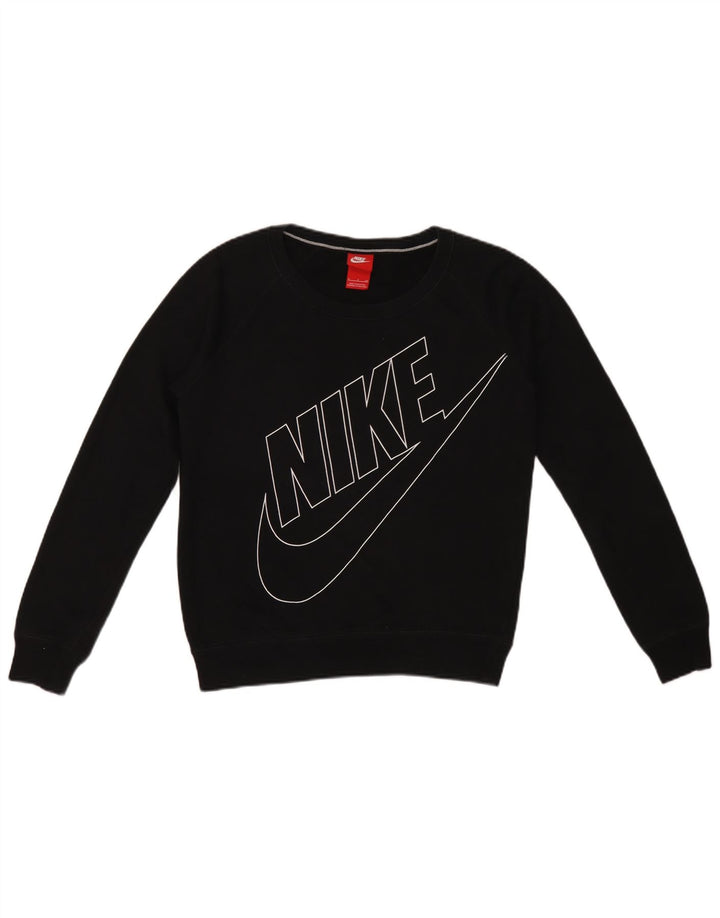Женский укороченный свитшот с рисунком оверсайз Nike UK 10, маленький черный