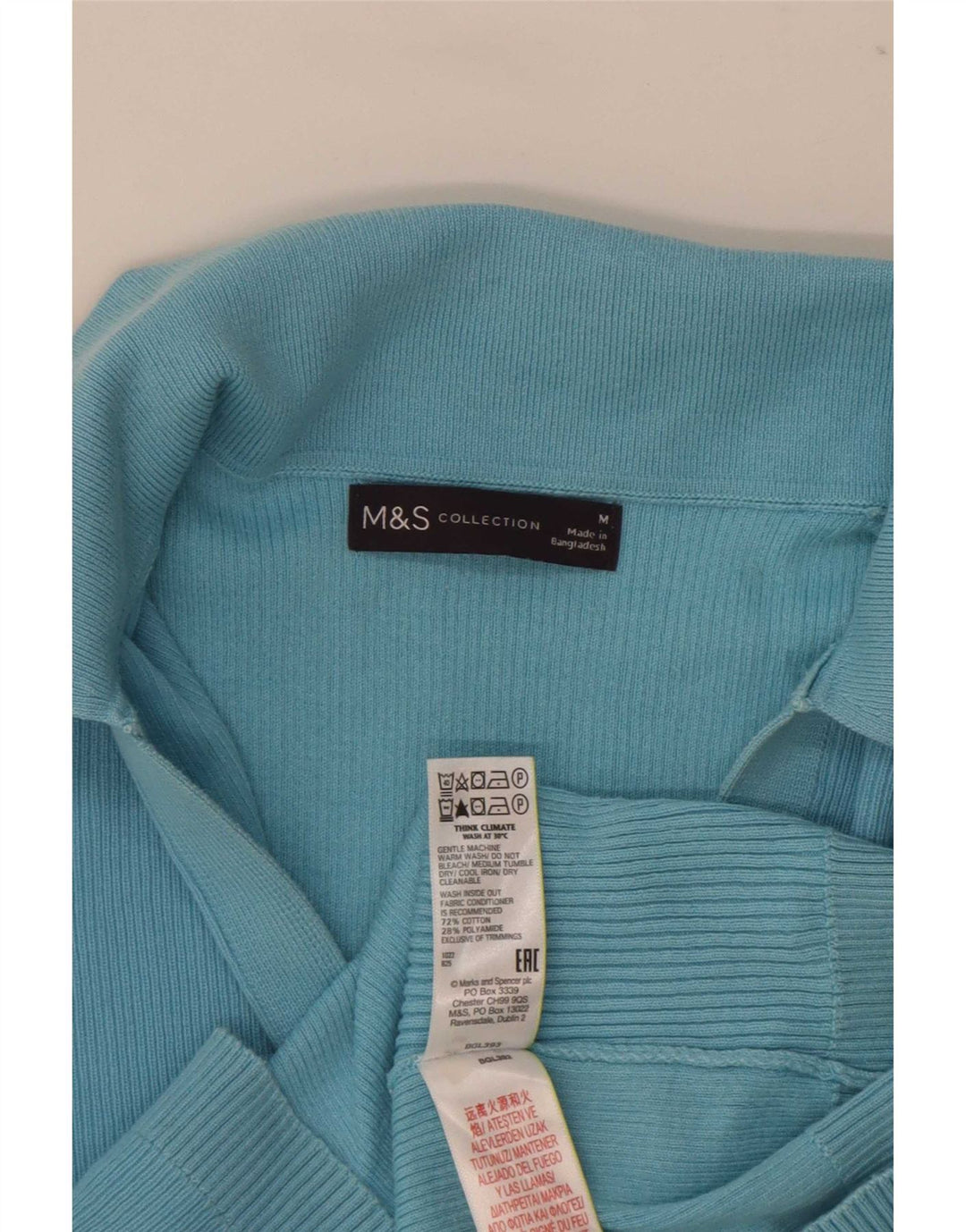 Женская рубашка поло с коротким рукавом Marks & Spencer UK 12, средний синий хлопок