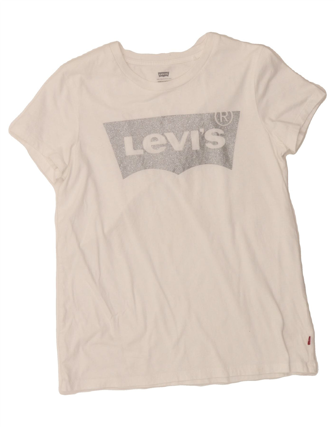 LEVI'S Womens Graphic T-Shirt Top UK 10 Small White Vintage Levi's and Second-Hand Levi's from Messina Hembry 