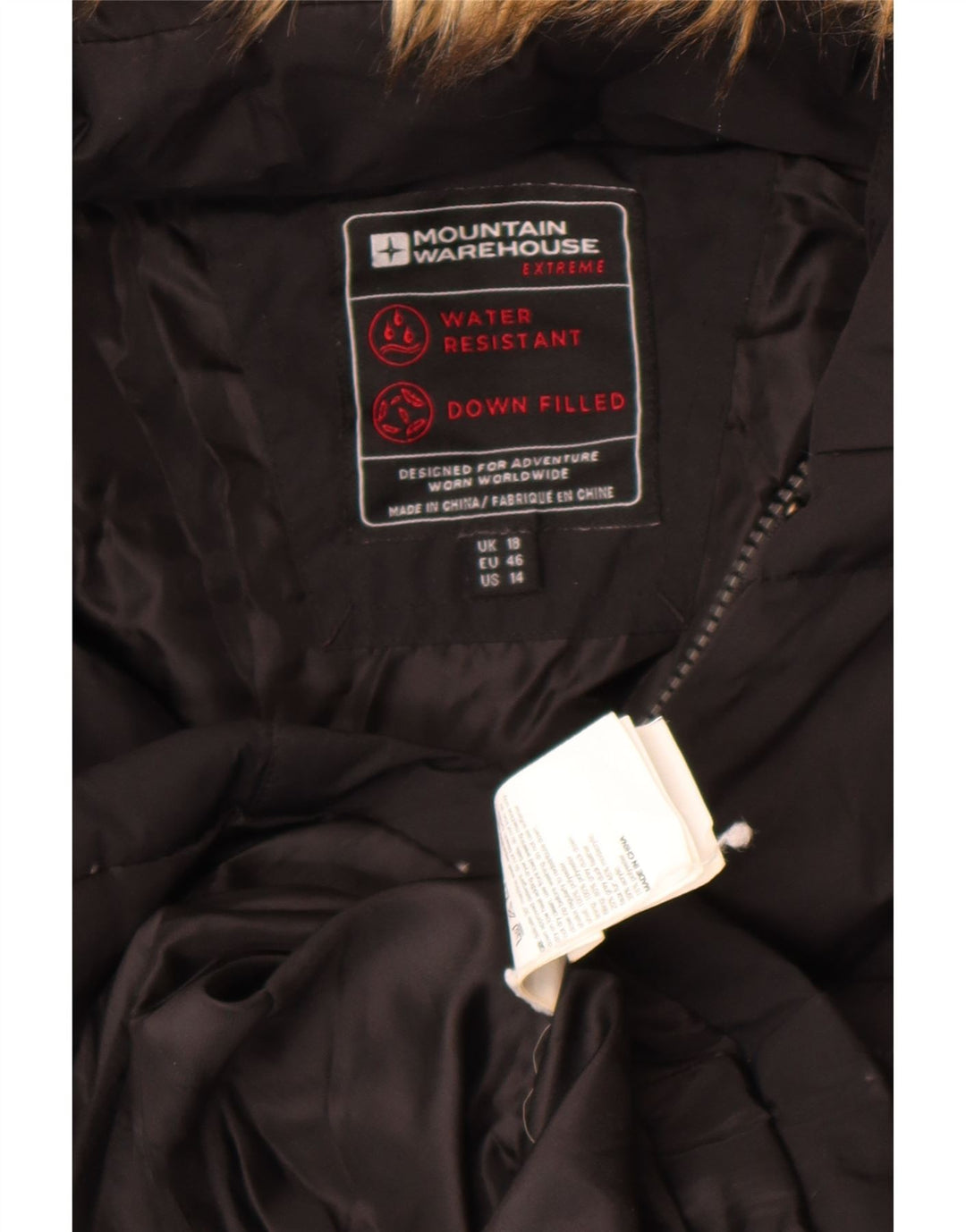 Женское стеганое пальто с капюшоном Mountain Warehouse UK 18 XL, черный полиэстер