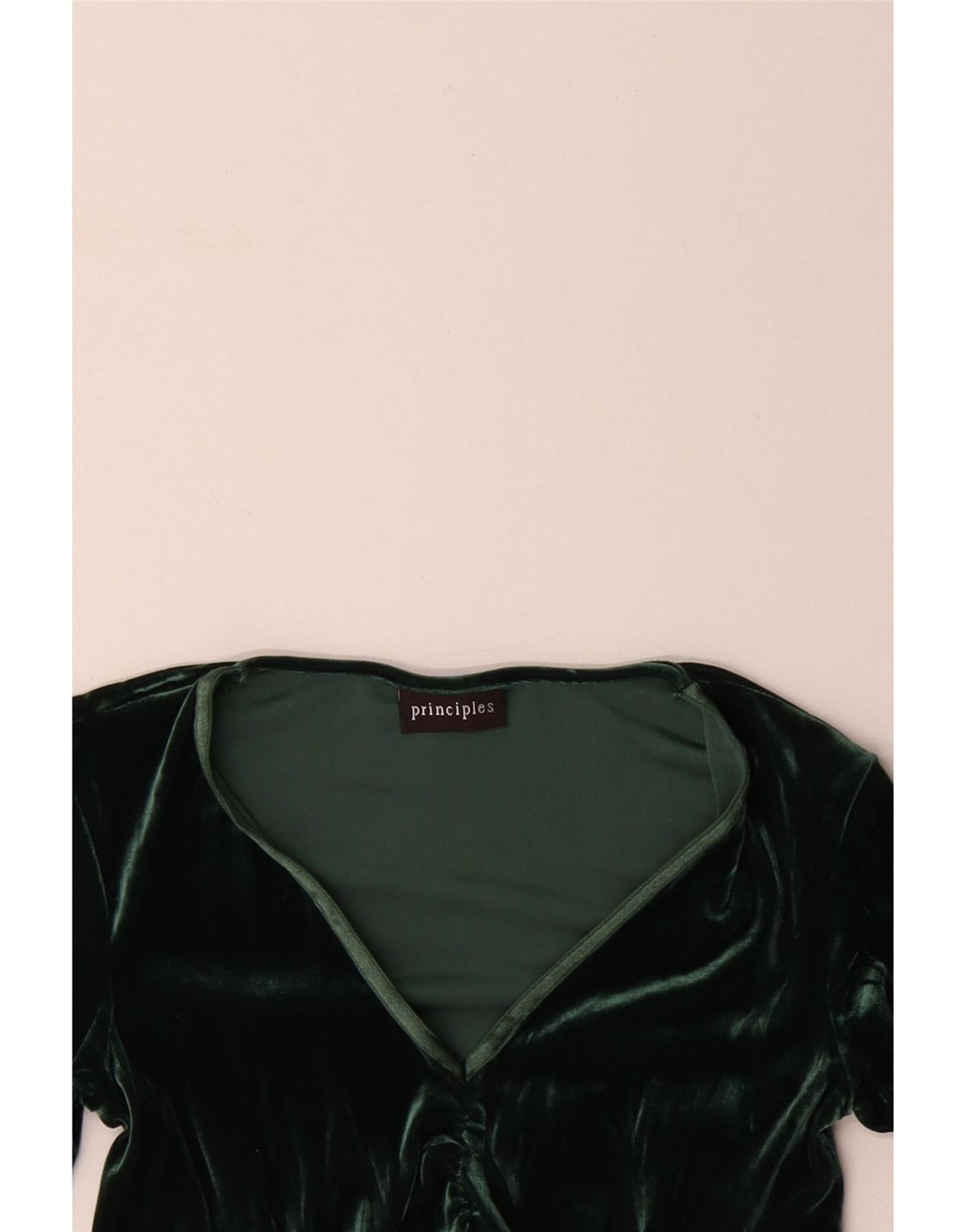 ПРИНЦИПЫ Женская велюровая блузка с длинными рукавами, Великобритания 10, маленький зеленый цветочный принт