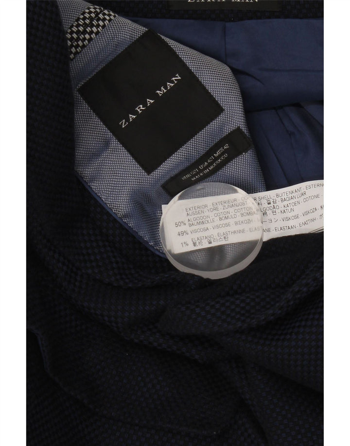 Мужской пиджак Zara на 2 пуговицах, цвет EU 52, большой темно-синий, хлопок