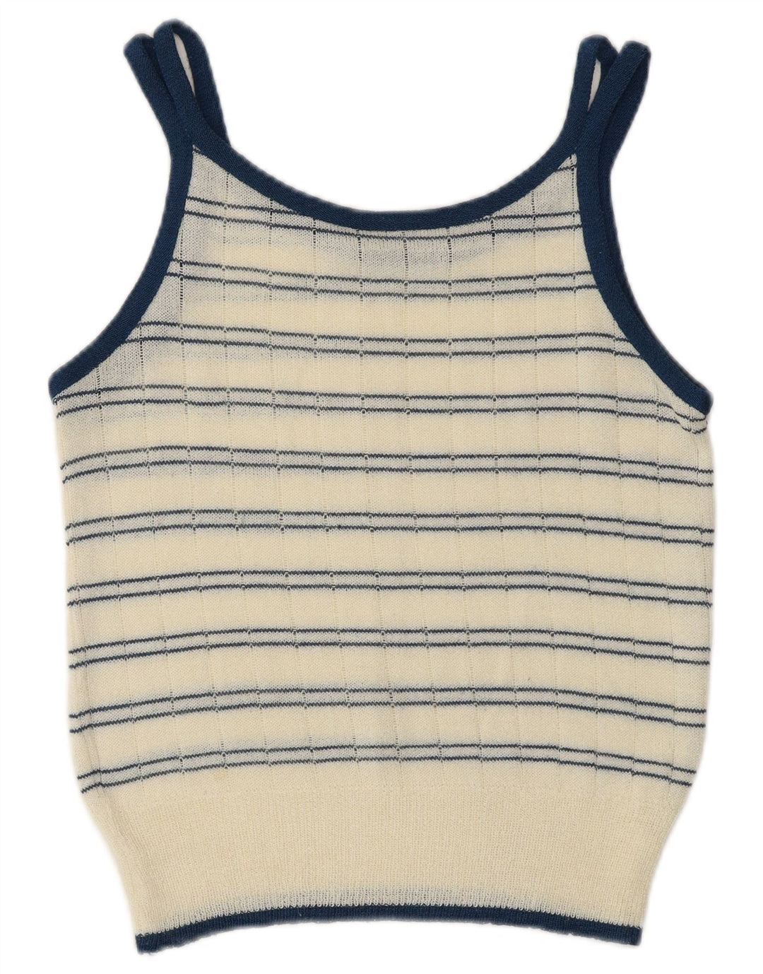 Винтажный женский укороченный вязаный топ на бретельках, Великобритания, 10 маленьких размеров, в белую полоску