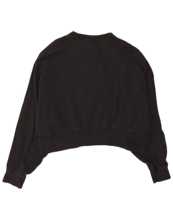 Женский укороченный свитшот оверсайз Nike UK 10, маленький черный хлопковый джемпер