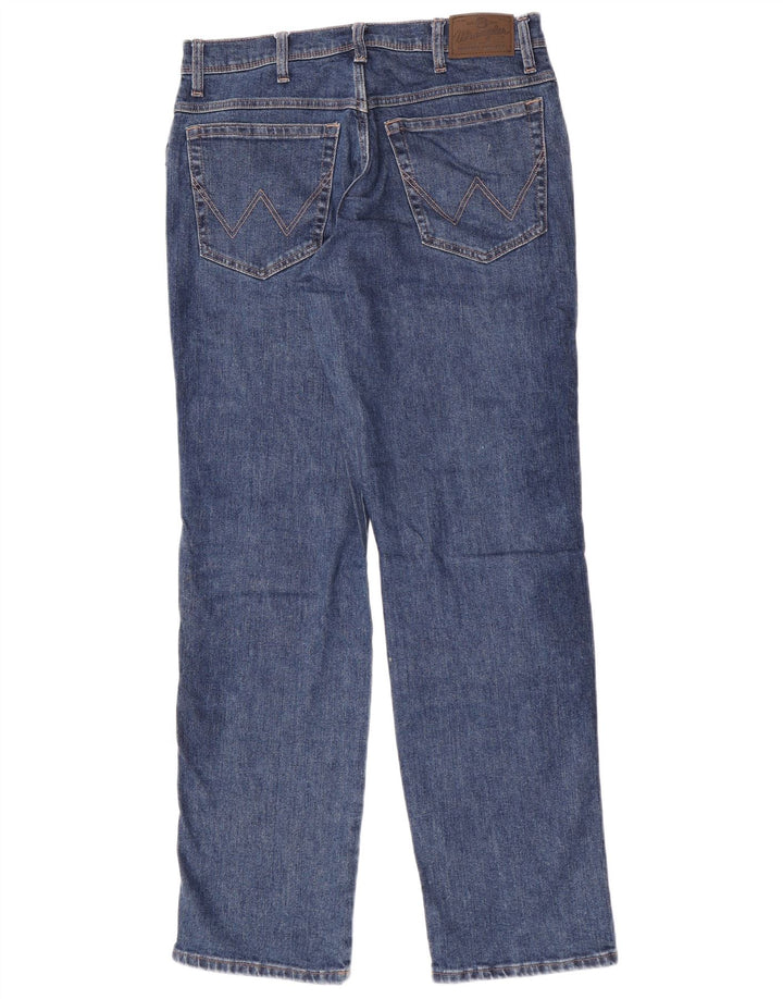 Мужские прямые джинсы Wrangler стандартного кроя W33 L34, синие, хлопок