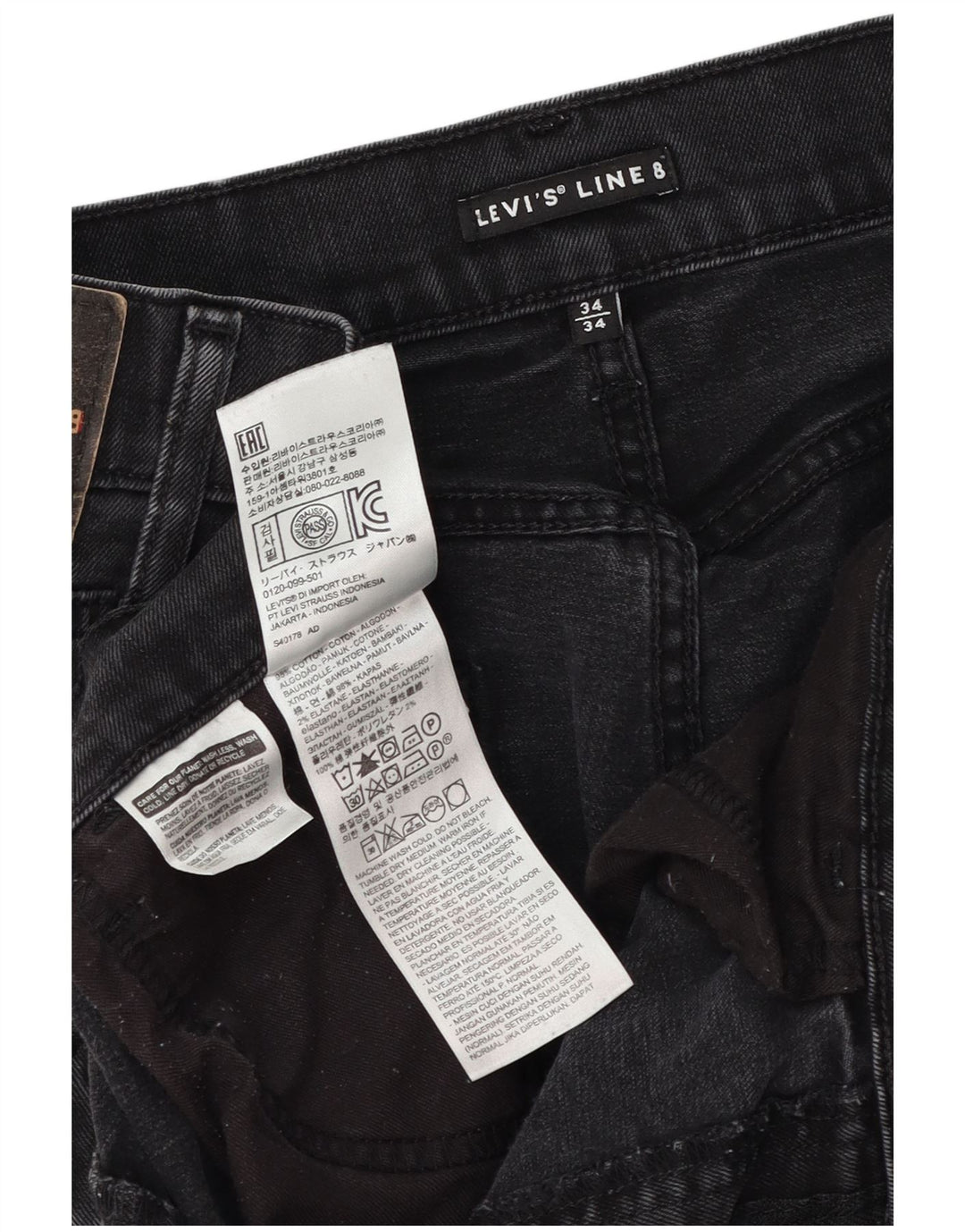 Мужские узкие джинсы Levi's W34 L31, черный хлопок