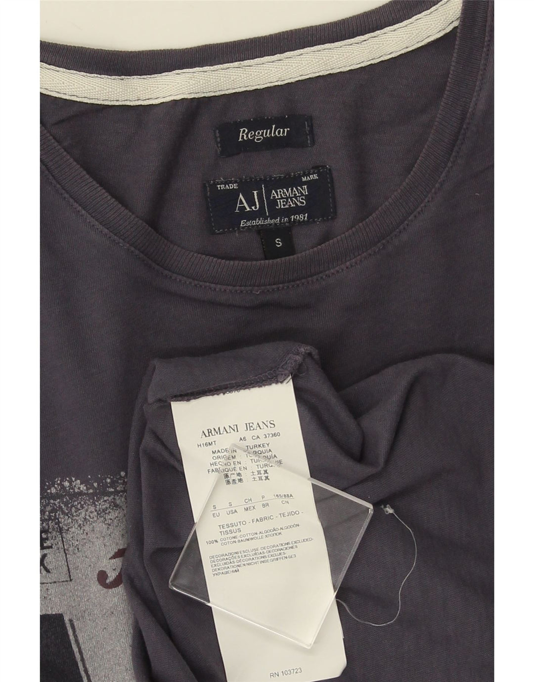 ARMANI JEANS Мужская футболка обычного размера с рисунком, маленький темно-синий хлопок