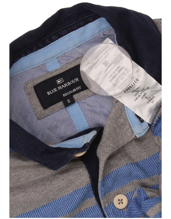 Мужская рубашка-поло для регби с длинным рукавом Marks & Spencer, маленькая серая в полоску