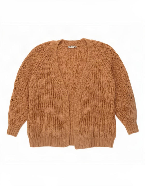 Женский свободный открытый кардиган Zara UK 6 XS, коричневый акрил