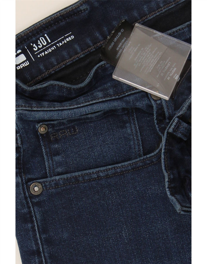 Мужские прямые зауженные джинсы G-STAR W34 L32 темно-синие, хлопок