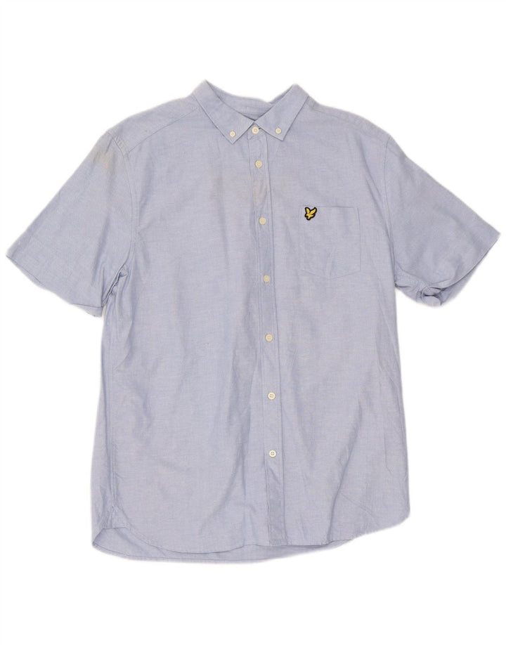 Мужская рубашка с коротким рукавом Lyle & Scott, большой синий хлопок