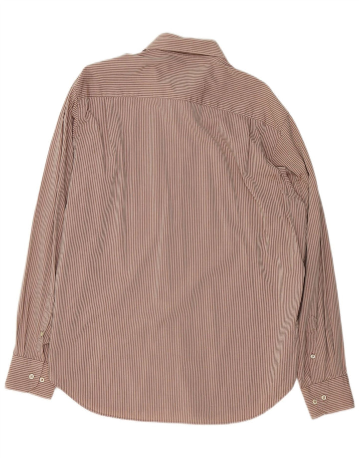 Мужская рубашка TRUSSARDI, размер 42, 16, 1/2, большая, коричневая, в тонкую полоску, хлопок