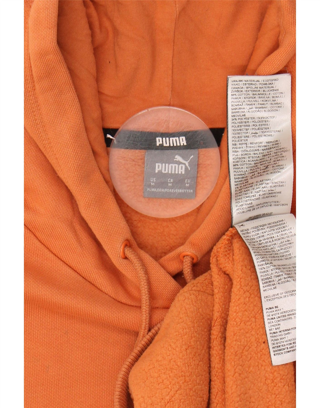 PUMA Womens Hoodie Jumper UK 14 Medium Orange Cotton