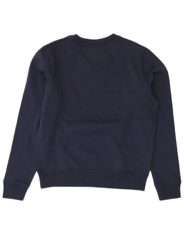 TOMMY HILFIGER Womens Oversized Sweatshirt Jumper UK 6 XS Navy Blue Cotton