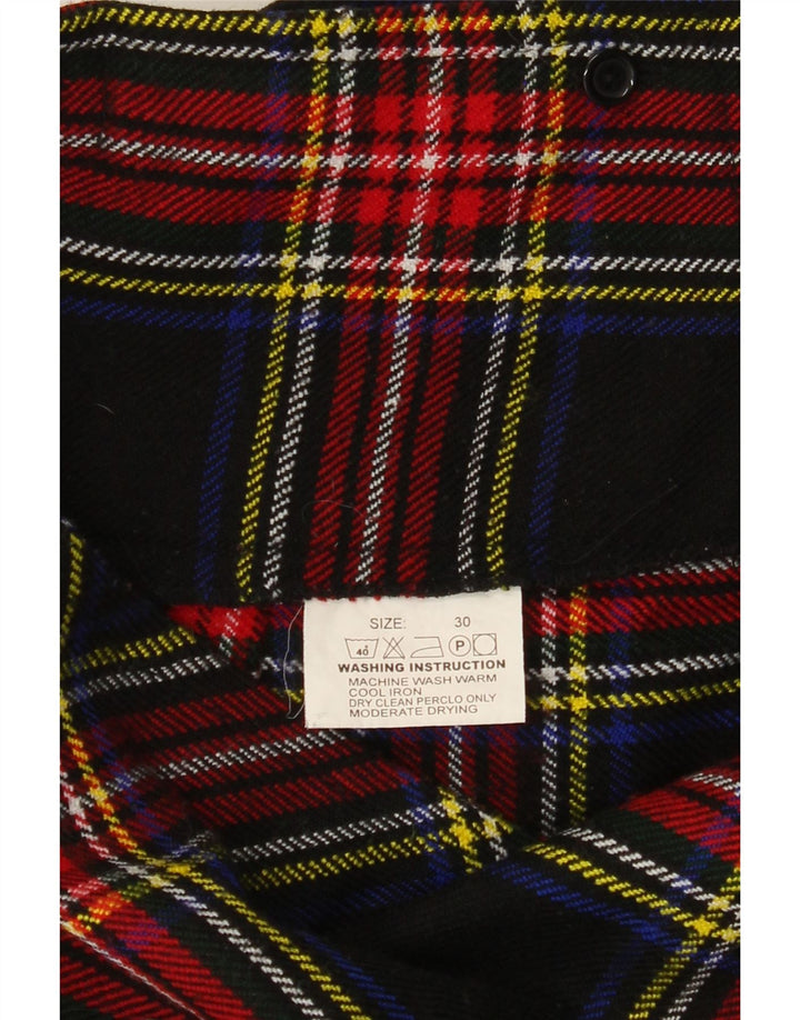 Винтажная женская мини-юбка с запахом W30, средний темно-синий клетчатый акрил