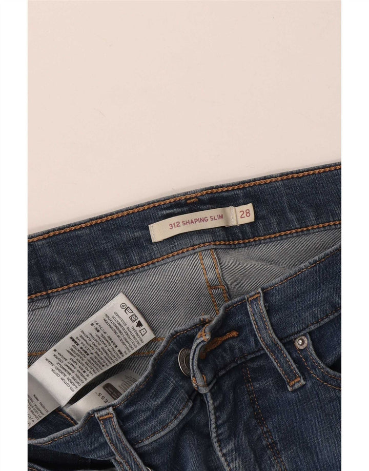 Женские узкие джинсы Levi's 312 с потертостями W28 L27, синий хлопок
