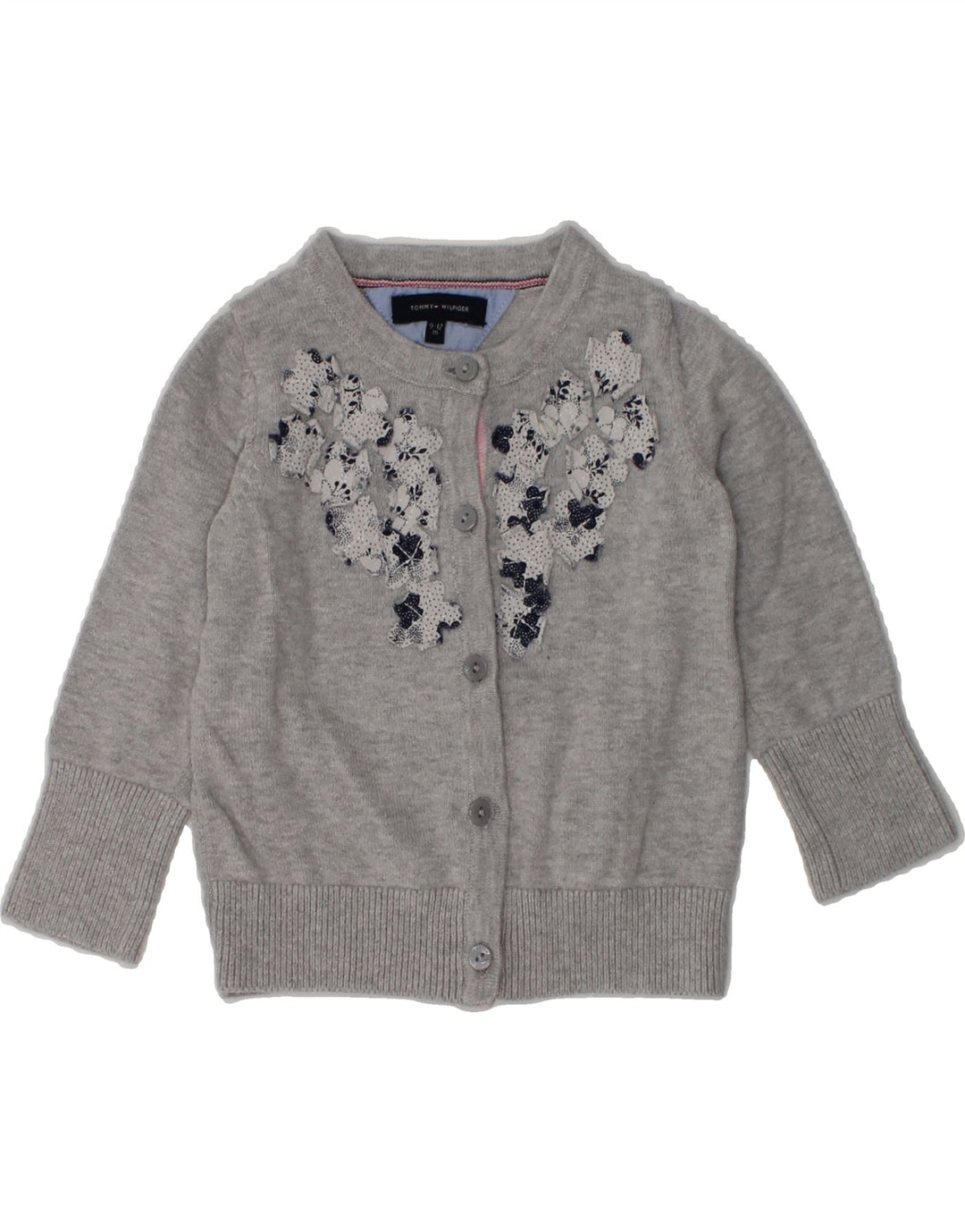 TOMMY HILFIGER Baby Girls Cardigan Sweater 9-12 Months Grey Cotton | Vintage Tommy Hilfiger | Thrift | Second-Hand Tommy Hilfiger | Used Clothing | Messina Hembry 
