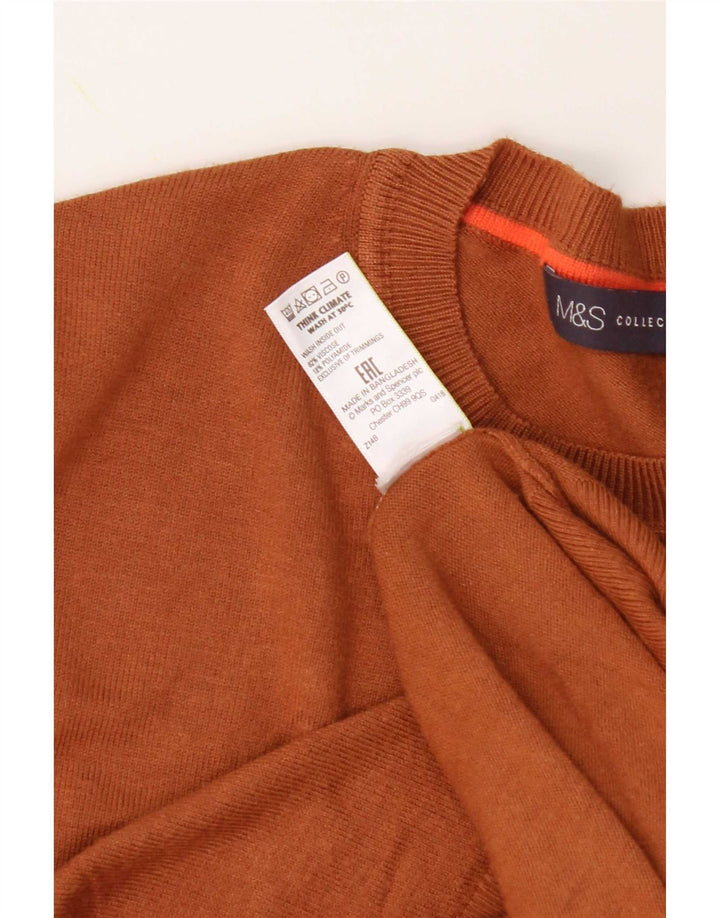 Женский джемпер с круглым вырезом Marks & Spencer UK 12, средний коричневый